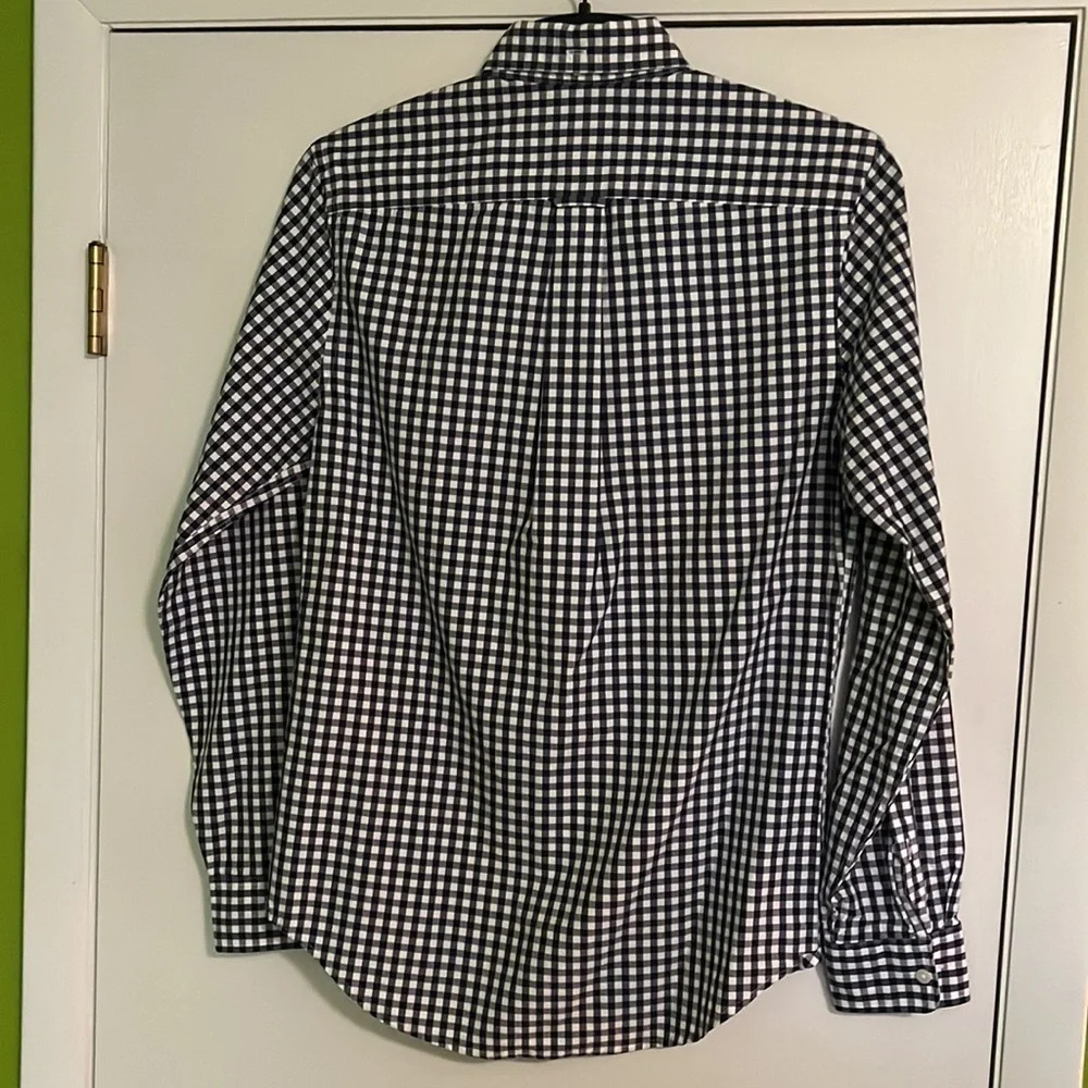 Mens Navy/White check button up shirt - Picture 2 of 4